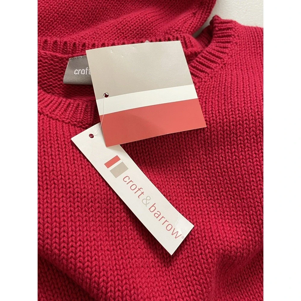 NWT Croft & Barrow Womens XL‎ Sweater Red Tight Knit Crew Neck - Picture 7 of 11